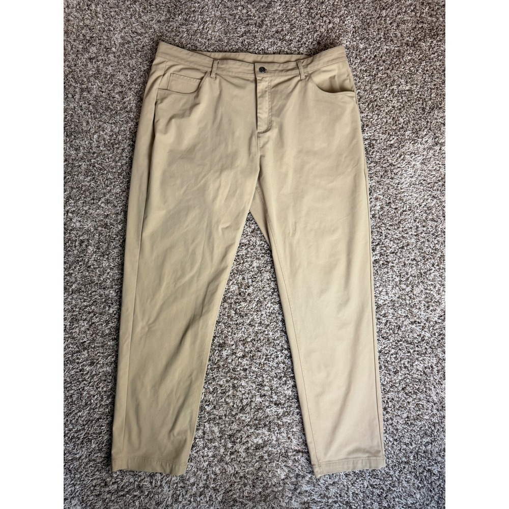 Fabletics Mens Only-Go 5-Pocket Pants Khaki Tan Performance Stretch 40x29